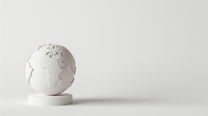 Sticker - A white globe set against a plain white backdrop, emphasizing the idea of global harmony and simplicity. The image offers plenty of copy space for adding text or graphics.