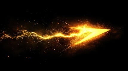 Wall Mural - yellow lightning bolt on black background. light effect