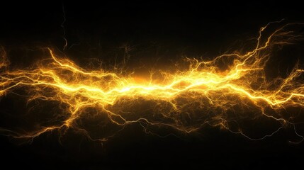Wall Mural - yellow lightning bolt on black background. light effect
