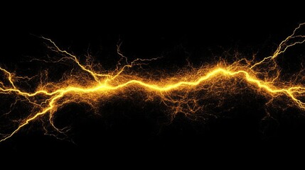 Wall Mural - yellow lightning bolt on black background. light effect