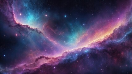 Wall Mural - Abstract colorful space galaxy cloud nebula. Night sky background with nebula and stars