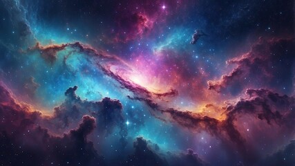 Wall Mural - Abstract colorful space galaxy cloud nebula. Night sky background with nebula and stars