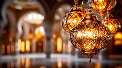 ornate chandelier hanging in iconic mosque interior with clean white background