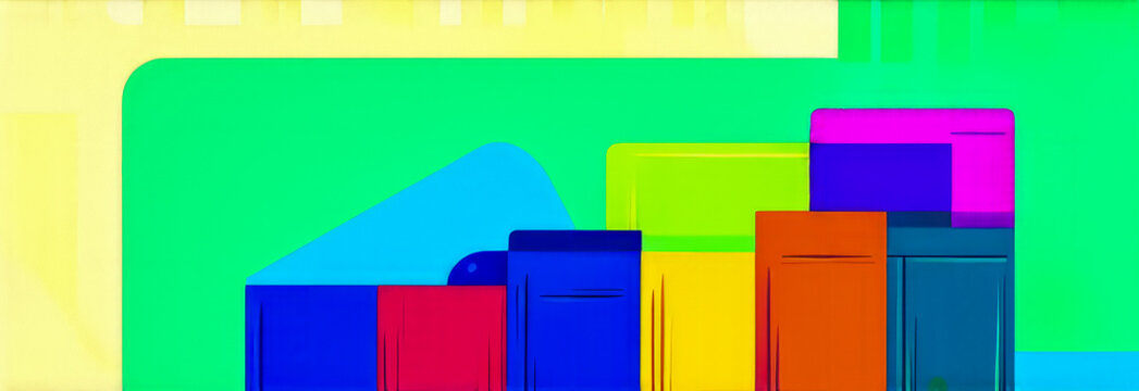 The banner is an abstract background with colorful cubes and stripes. free space for text