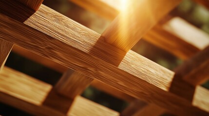 Wooden beam grid, minimalist architectural detail, 3D illustration