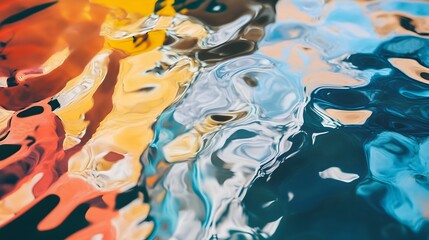 Poster - A conceptual and visually striking image depicting the reflection on a glass surface revealing an alternate reality with distorted shapes colors and ethereal atmospherics