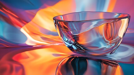 Poster - A conceptual image showcasing the distorted reflection on a glass surface revealing an ethereal alternate reality with surreal shapes colors and textures