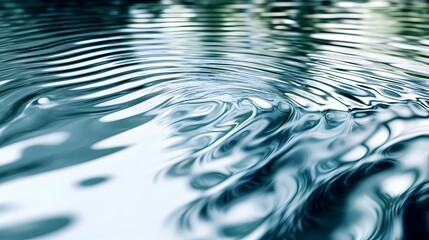 Poster - Reflective Ripples A Conceptual Image Capturing the Tranquil Mirrored Impression of a Pool s Surface with Gentle Distortion and Copy Space