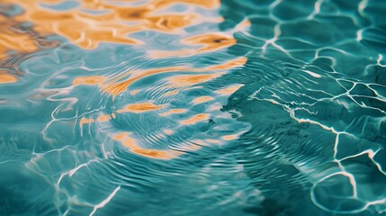 Poster - Conceptual image of a reflection in a pool of water with the image distorted by gentle ripples creating an abstract ethereal and contemplative visual experience with ample copy space