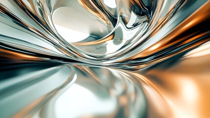Poster - A conceptual image showcasing the mesmerizing effect of a reflection on a shiny curved surface warping the image into abstract