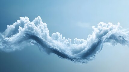 Poster - A conceptual image depicting a seamless wave of clouds merging together across the serene hazy sky creating a dream like minimalist atmosphere with ample copy space