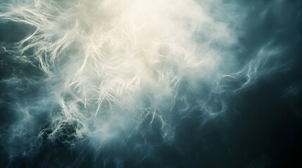 Poster - Conceptual image showcasing dispersing clouds that leave behind faint wisps and traces with the sun s glow shining through the ethereal atmospheric scene