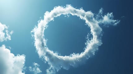 Poster - A captivating conceptual image depicting a cloud formation in a perfect circular shape seamlessly blending into the serene and tranquil sky creating a sense of balance elegance