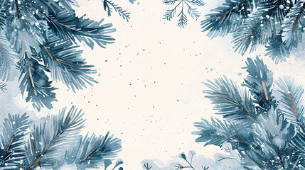 Aufkleber - Watercolor winter background with fir branches forming a frame, perfect for christmas projects