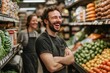 © Vision Studio - Grocery store workers laughing happily in their shop, Generative AI