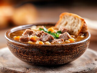 Wall Mural - A plate of Scotch broth with tender pieces of lamb and barley