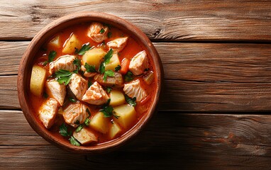 An overhead shot of a traditional Greek fisherman s stew