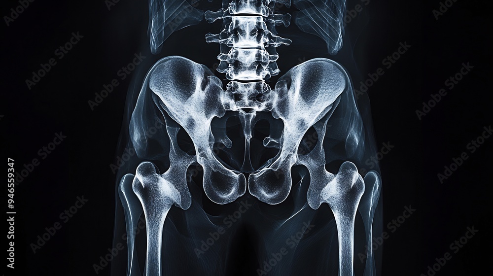 X-ray Image of Human Pelvis and Spine Stock Illustration | Adobe Stock