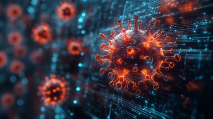Poster - the display showcases holographic models of viral structures, emphasizing the complexity and details