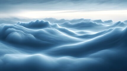Poster - Conceptual image of clouds rolling and flowing across the sky creating an abstract and atmospheric landscape