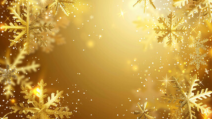 Aufkleber - Glamorous gold christmas backdrop with shimmering snowflakes falling on a softly blurred gold background