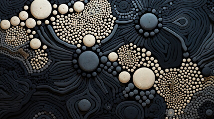 Poster - Abstract fractal ornament with floral elements and dotted texture.