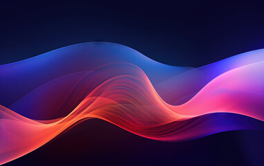 Poster - Vibrant abstract blue and red waveform with fluid motion and colorful gradients.