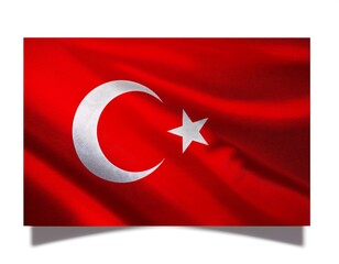 Wall Mural - vector realistic isolated waving turkish flag decoration covering white background