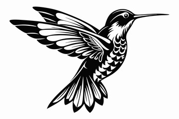  Hummingbird silhouette vector, Flying bird illustration