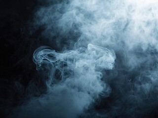 Abstract white smoke in the dark background.