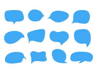 Poster - Hand drawn Speech bubble set. Message clouds Collection. Doodle communication icon. Blue Text box Frame isolated on white background. Fun cute Thinking idea Balloon. Vector illustration