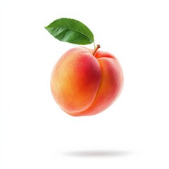 Wall Mural - Fresh Apricot with Leaf Isolated on White Background.