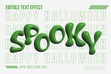 Poster - Green inflated spooky halloween editable vector text effect
