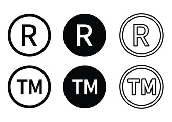 Poster - Registered line icon set. R register symbol. Trademark Icon Set. Symbols for Registered and Copyrighted Items. eps 10.