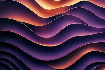 Wall Mural - Wavy Golden and Purple Metallic 3D Background.