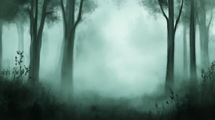 Wall Mural - A soft, blurred forest background with a large, clear area for text