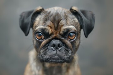 Wall Mural - A close-up of a pug's face. AI.