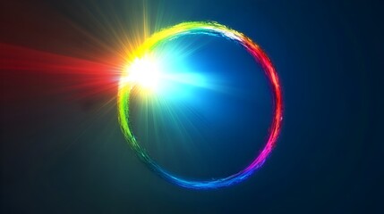 Poster - A captivating conceptual image of a rainbow forming a perfect circle around a point of vivid luminous light each color distinct and shimmering with a sense of the transcendent and the divine