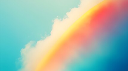 Poster - A conceptual and visually captivating image showcasing a vibrant rainbow seamlessly blending into a serene sky with the colors gradually fading into the surrounding ethereal blue hues