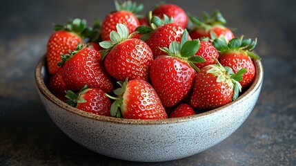 Wall Mural - A bowl filled with fresh, vibrant strawberries showcasing their natural color and texture.