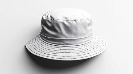 Wall Mural - Minimalist White Bucket Hat on Plain Background Generative AI