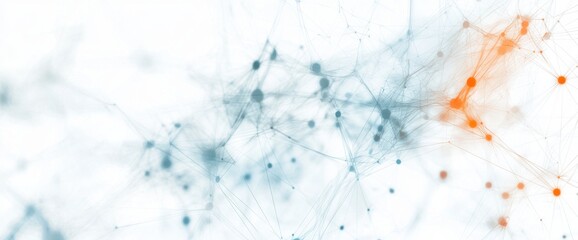 Abstract neural network background with a light gray and white color scheme shades of blue and orange on an isolated white background Generative AI