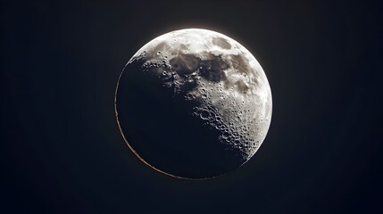 Poster - A captivating conceptual image depicting the gradual eclipse of the moon with its luminous surface slowly being enveloped by a shadowy veil creating a serene and enigmatic atmosphere