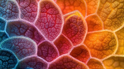 Poster - Close-up Macro View of a Multi-Colored Honeycomb Pattern