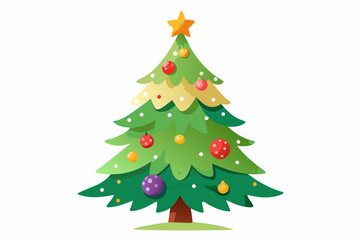 Poster - Christmas tree watercolor clipart illustration with isolated background.
