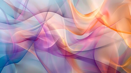 Wall Mural - An abstract of overlapping translucent shapes, each layer adding depth and complexity to the composition with a soft glow.