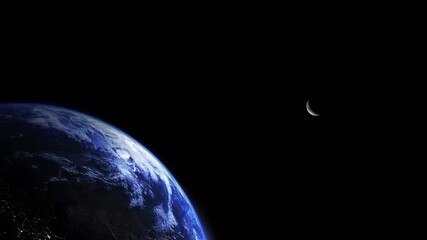 Wall Mural - view of bright side of earth and moon background , black screen