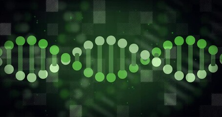 Poster - DNA strand and binary coding, scientific data processing animation
