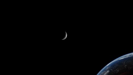Wall Mural - view of moon with earth in foreground, black screen