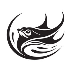 giant manta ray silhouette vector illustration – high-quality ocean graphics